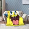 SpongeBob Happy Funny Face Cartoon Blanket  Flannel Awesome Warm Throw Blanket for Coverlet Textile Decor