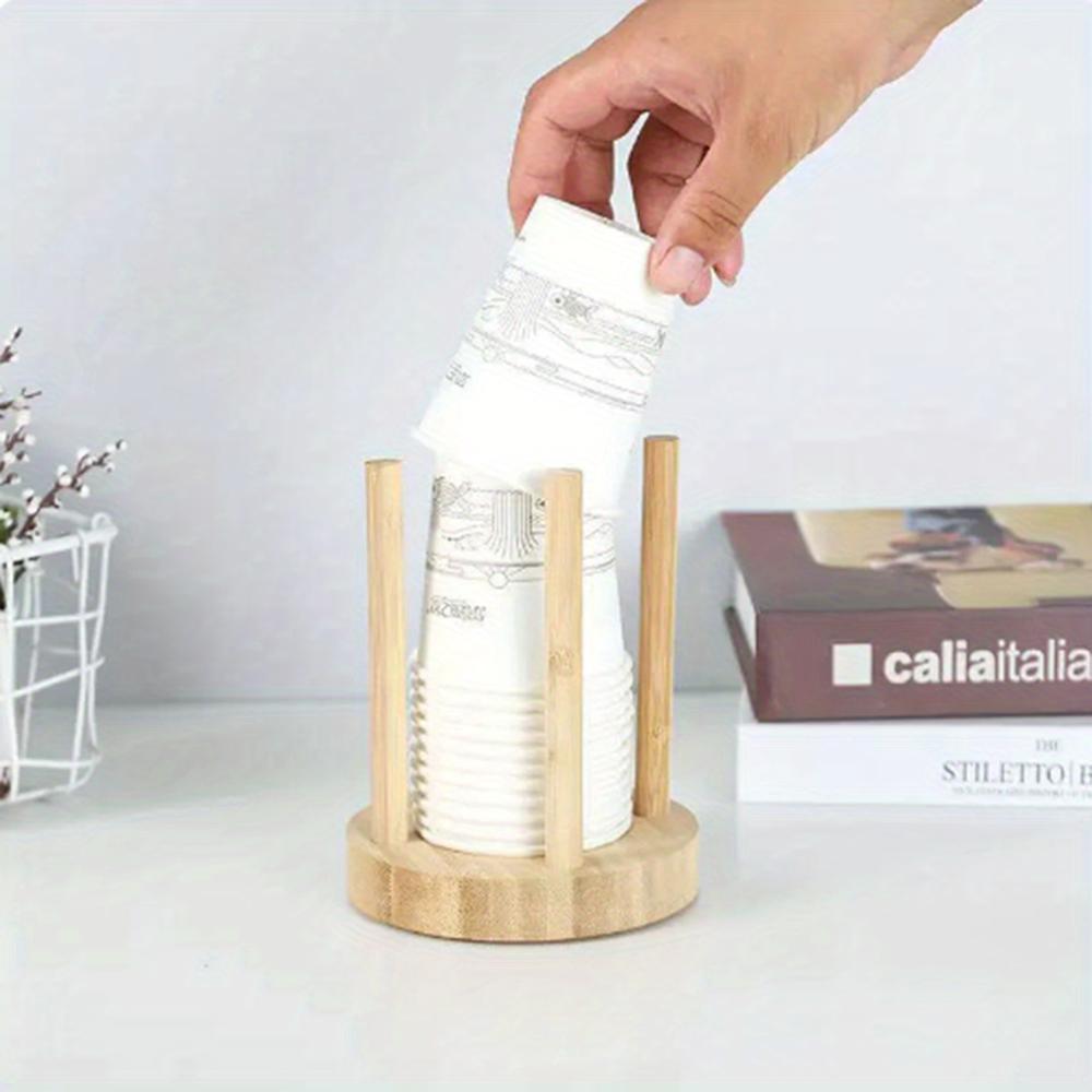 1ks bambusový dřevěný stojan na kelímky kreativní kulatý držák na kelímky pro domácnost na jednorázové papírové kelímky na stůl úložný stojan