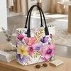  Watercolor Floral Canvas Tote Bag Large Capacity Reusable Fashion Casual Handbag for Women