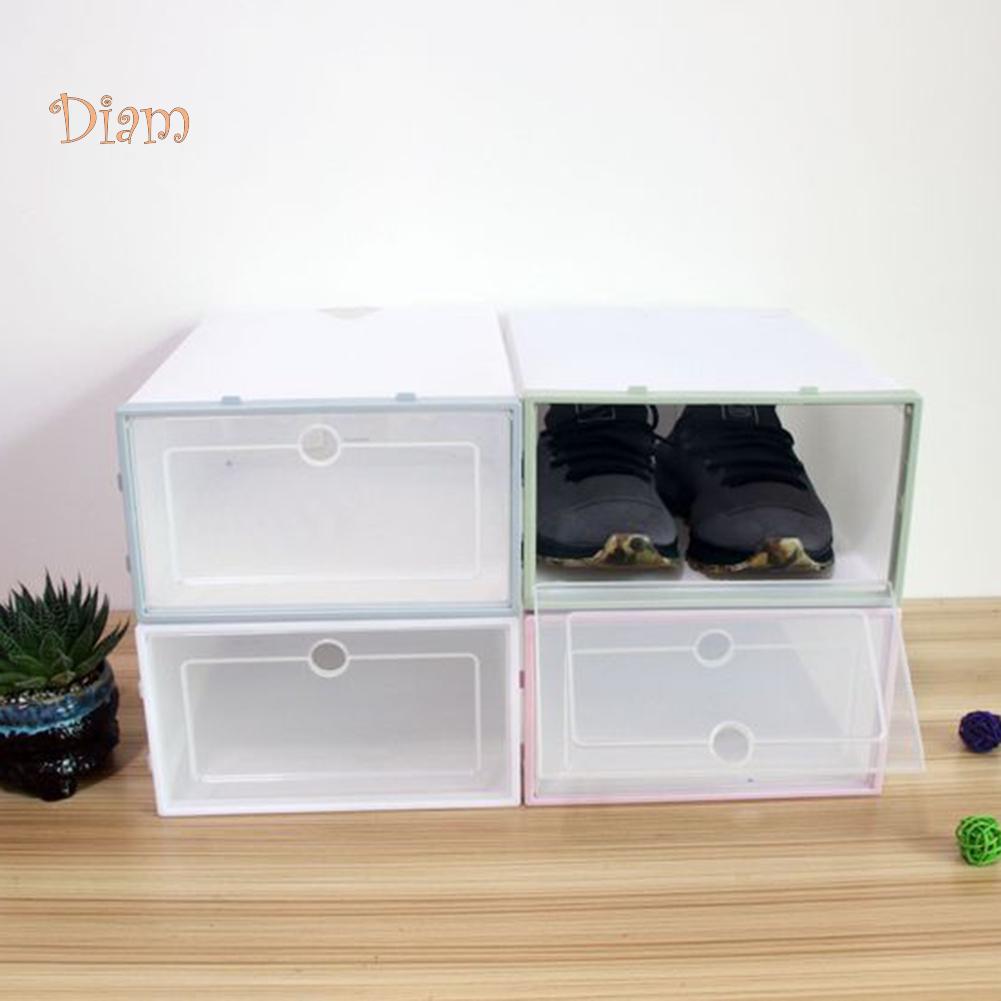 VANA HOME DECOR Stapelbarer staubdichter transparenter Klapp-Schuhaufbewahrungsbox-Organizer