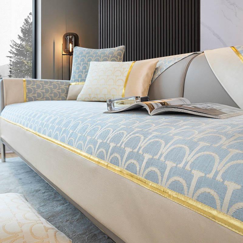 Ice Silk Sofa Cushion Summer Mat Seat Cushion Light Luxury Wind Non-slip Sofa Cover Modern High-end Seat Cushion Cover Towel