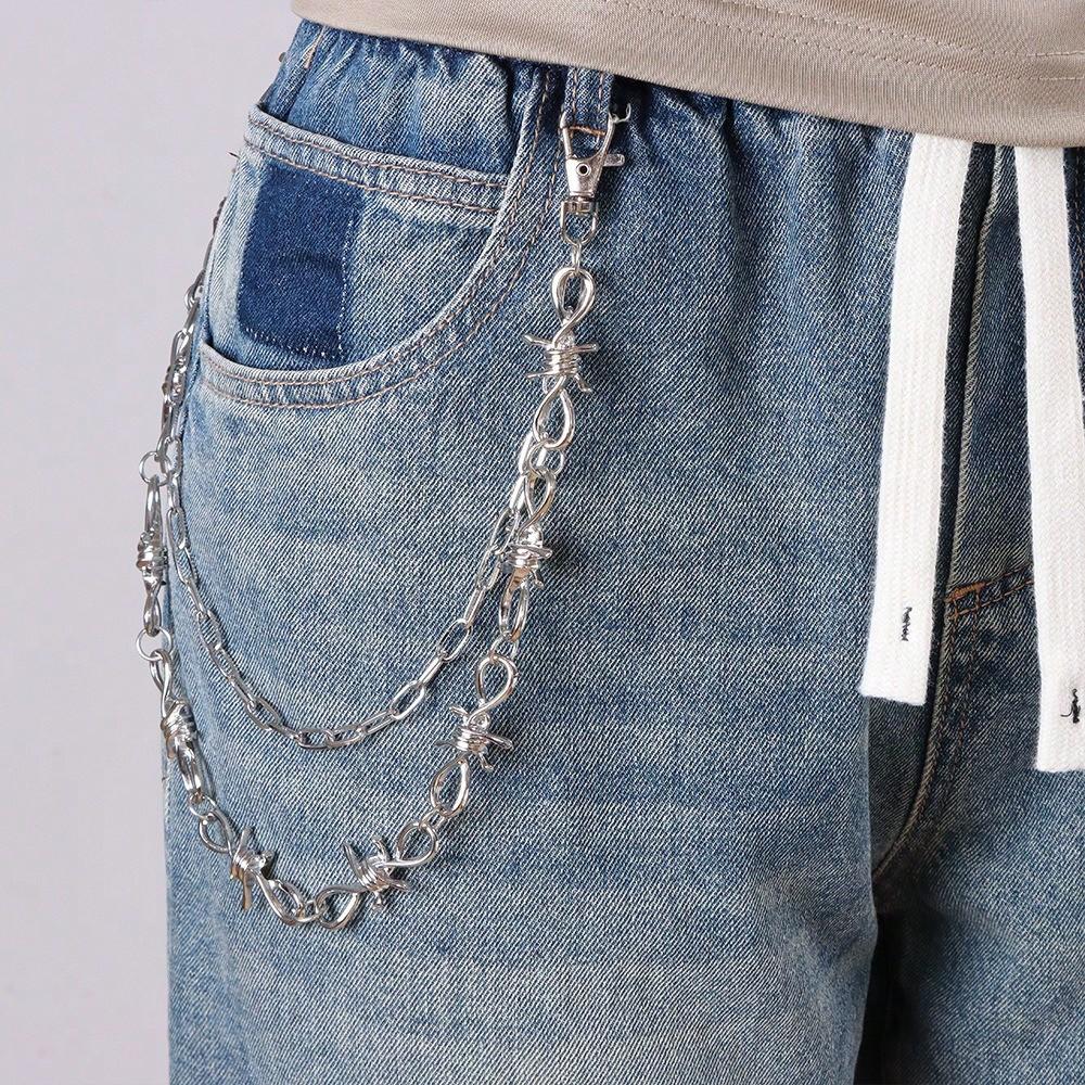 European and American Hip Hop Punk Double-layer Thorn Waist Chain Jeans Chain Decorative Personalized Thorn Trouser Chain