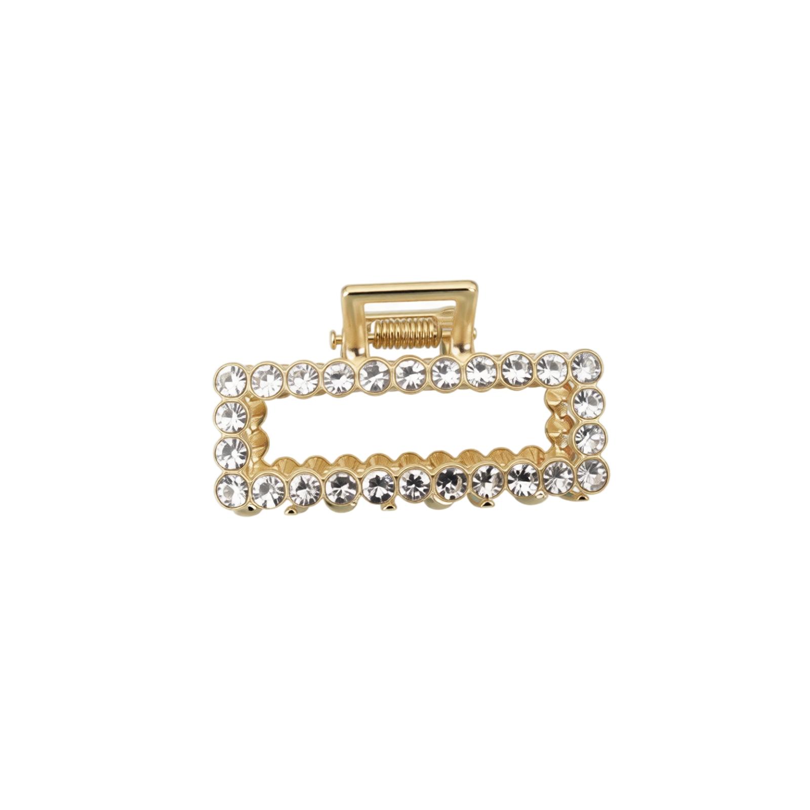 Metal Rectangle Hair Clip with Hollow Design and Embedded Rhinestones for Women and Girls Hair Styling Accessories Hairpin one size