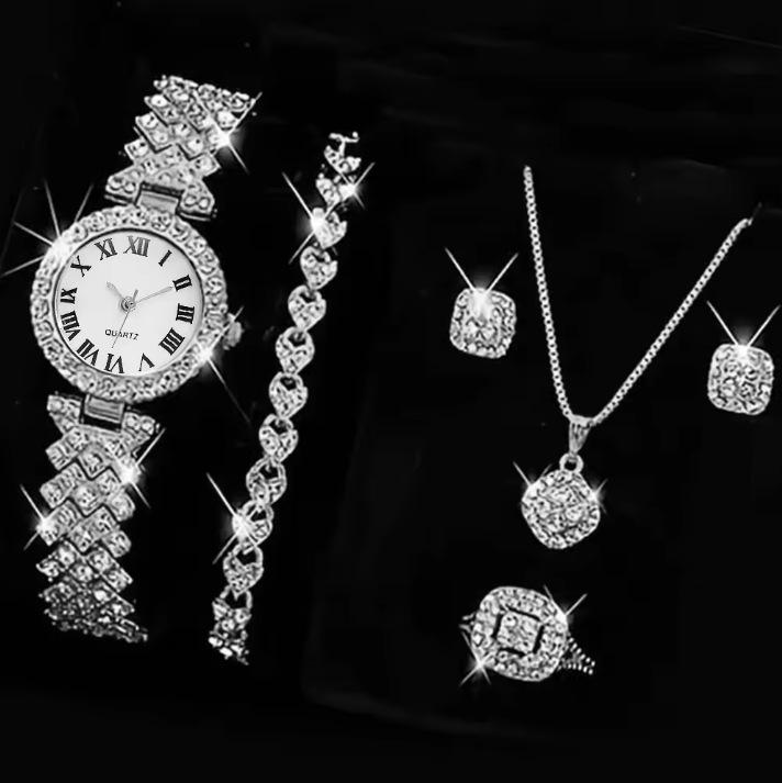 Popular Ladies Watch Cornucopia Fashion Casual Roman Quartz Set Full Diamond Bracelet Fashion Watch