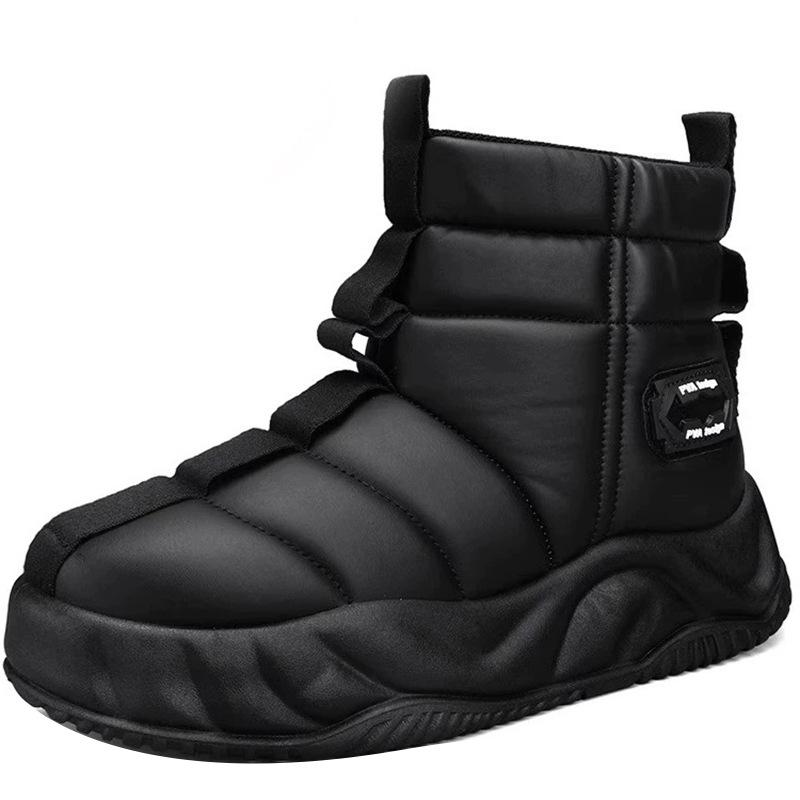 New Warm and Fashionable Men's Boots with High Top and Thick Velvet Cotton Shoes Outdoor Anti slip and Waterproof Snow Boots