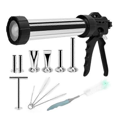 Jerky Gun Set Edelstahl 1LB Wurstfüller für Hackfleisch mit 5 Düsen Doppelfunktion