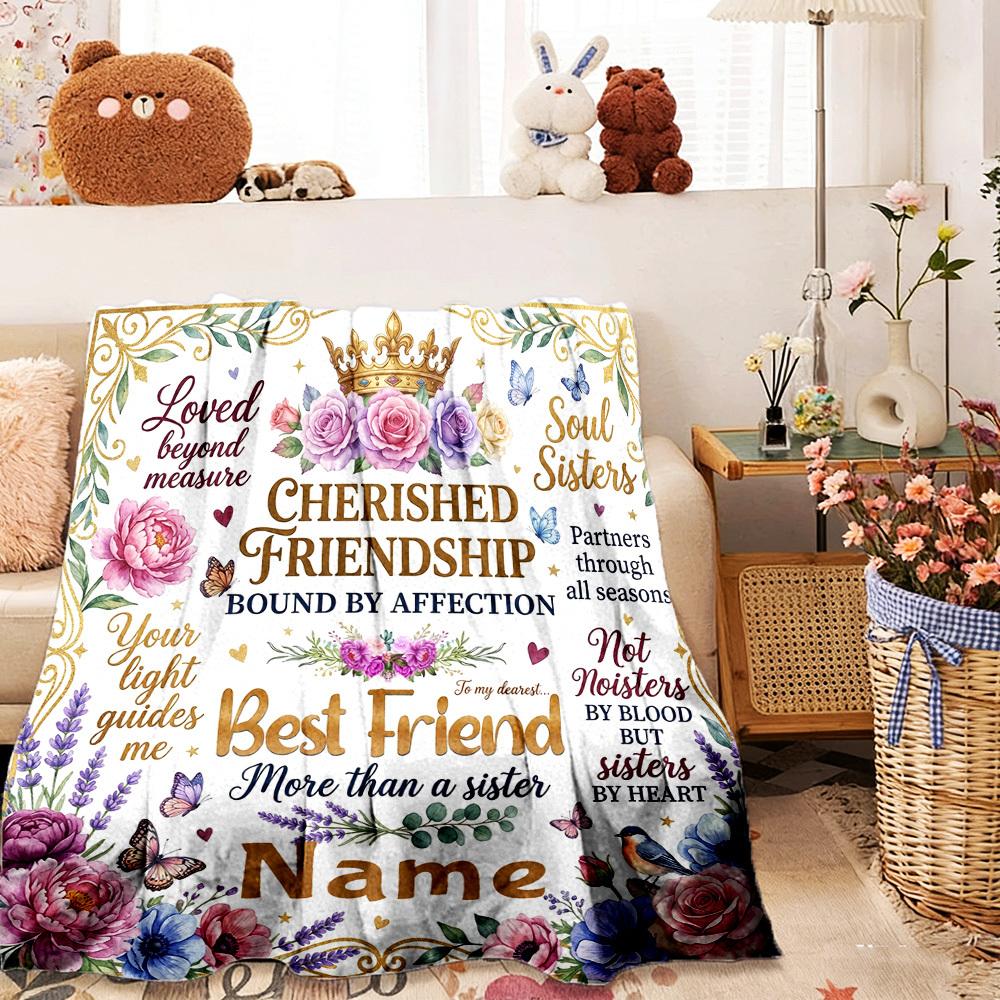 Cherished Friendship Customize Your Name Home Blanketss Comfortable Soft Lightweight Multiseasonal Blanket For Picnics Sofas Offices Beds Living Rooms