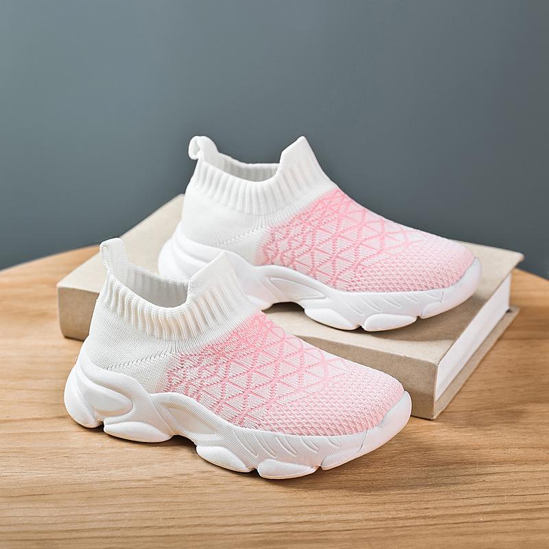 Kids Sock Sneakers Breathable Mesh Slip-on Casual Shoes Lightweight Soft Sole Running Shoes for Girls