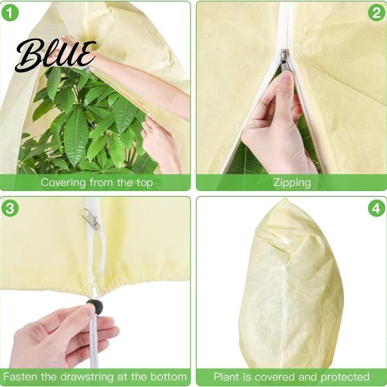 Winterized Plant Care Supplies Cover for Freeze Protection Drawstring Tree with Zipper Winter Plants Shelter Potted Shrubs Jacket Frost Blanket