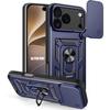 Case for iPhone 18 Pro Max, Hard with Ring and Sliding Camera Lens Protection - Navy Blue