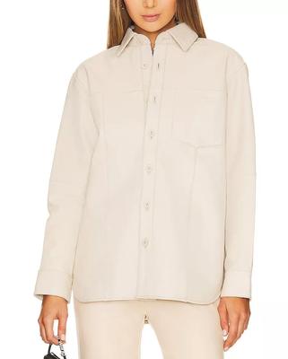 Weißes Echtes Handgemachtes 100% Lammleder Stilvolles Damen Designerhemd