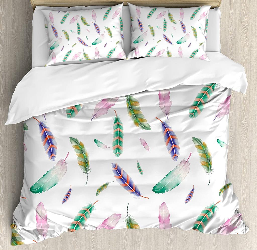 Peacock Bedding Set Peacock Tail Feathers Tropical Exotic A 3pcs Duvet Cover Set Bed Set Quilt Cover Pillow Case Comforter Cover
