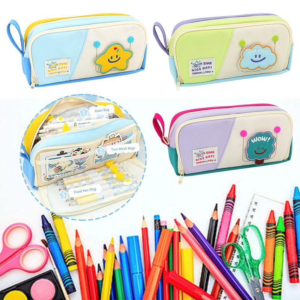 Handheld Pen Bag Contrast Color Stationery Bag Stationery Storing Bag  School Office