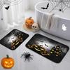 Arttohalloween Pumpkin Bathroom Set With Shower Curtain And Rugs And Accessories, Fun Ghost Black Shower Curtain Set, Spooky