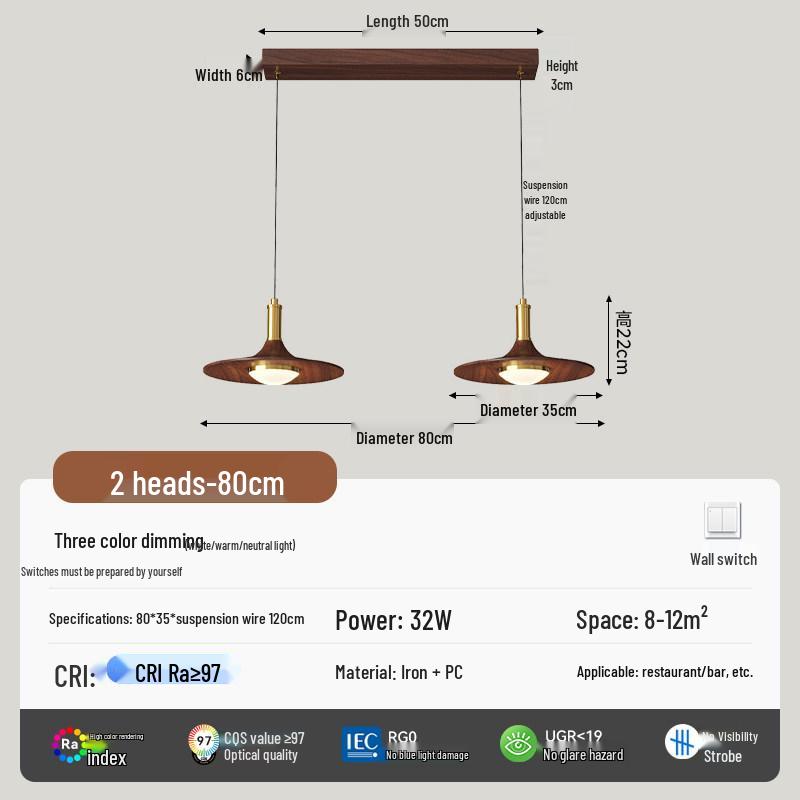 Retro Wabi-Sabi Japanese Log Style Chandelier for Dining Table or Bar