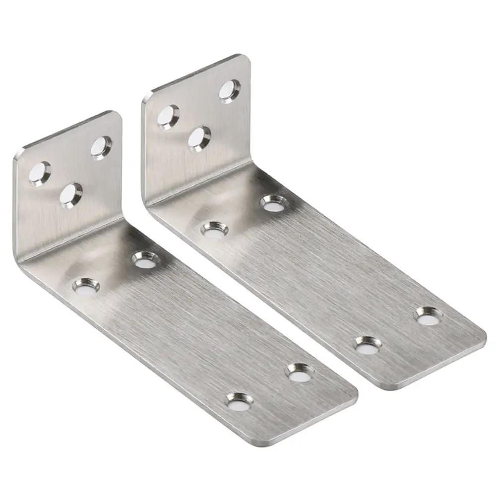 2Pcs Stainless Steel Angle Corner Code Silver/Black Corner Brackets Fasteners Protector Rustproof Stand Furniture Hardware