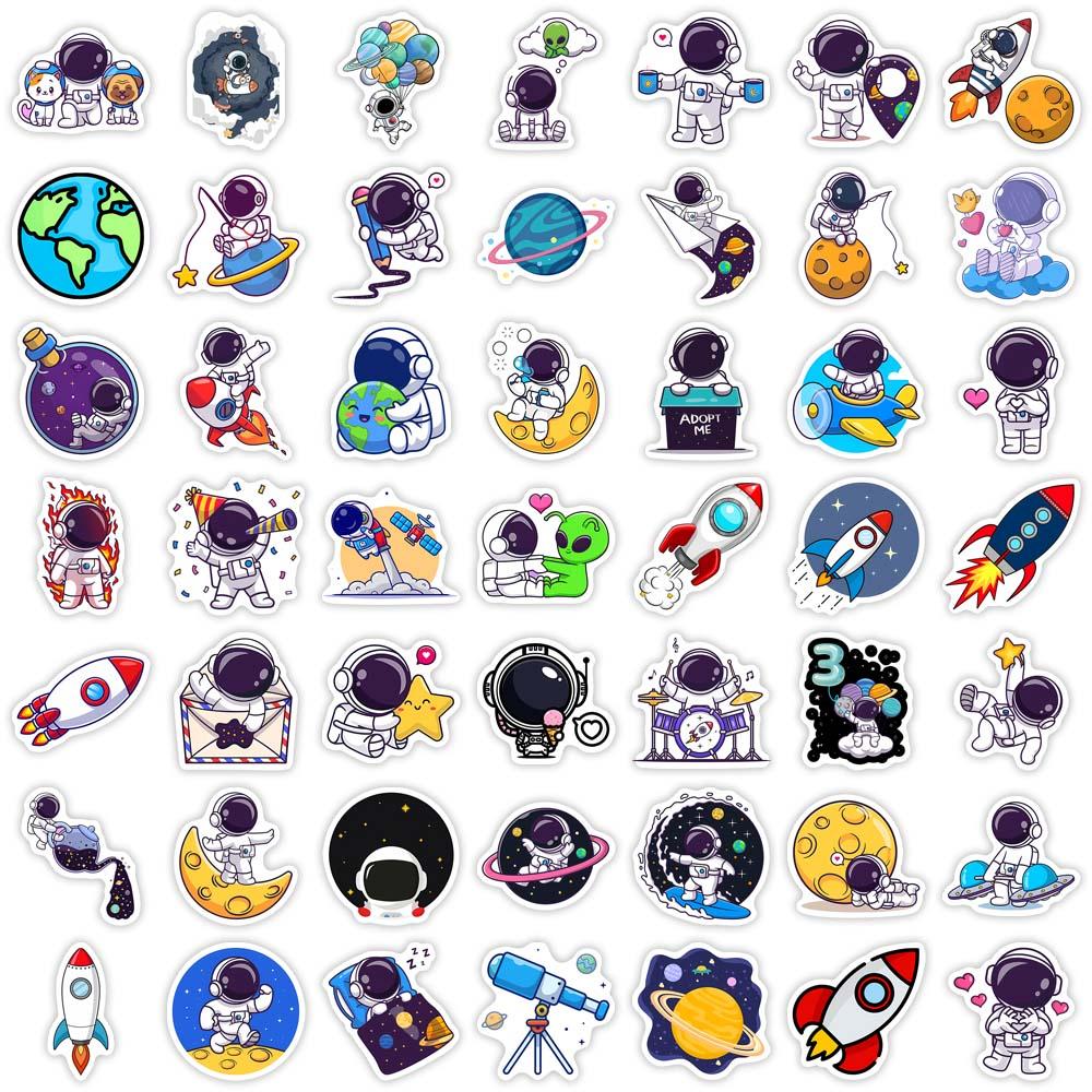 Cute Cartoon Astronaut Stickers Space DIY Kids Toys Gift Decoration Decal for Laptop Scrapbook Phone Luggage Bottles Waterproof