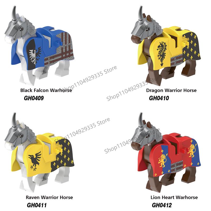 MOC Mittelalterliche Bausteine Zubehör Burgen Gotische Ritter Drache Löwe Krieger Pferd Helme Schilde Rüstungen Äxte Steine Spielzeug