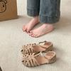 Soft-soled retro woven bag head sandals women's fashion flat-soled maternity shoes tide