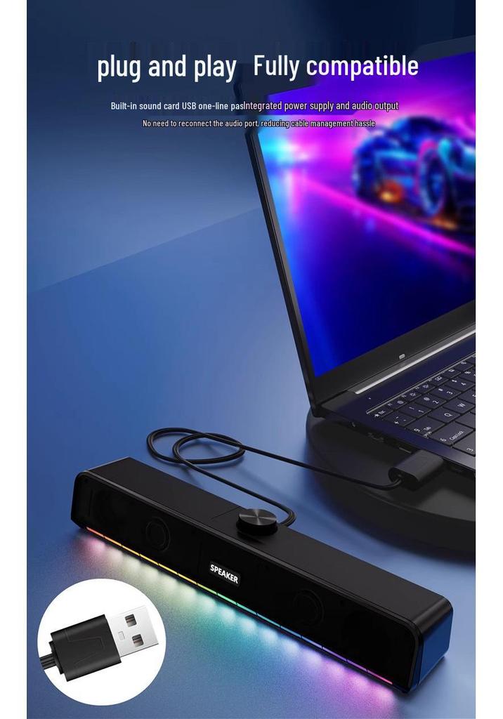 Wireless Bluetooth Soundbar with Heavy Bass & RGB Lighting