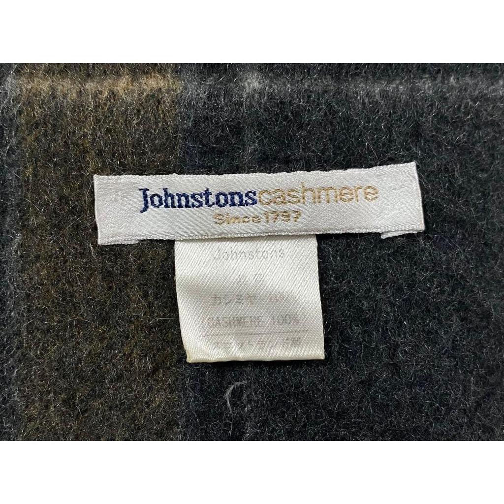 Used Johnstons 100% Cashmere Check Scarf Made in UK