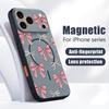 Magnético Para Magsafe Funda Para iPhone 17 Pro Max Patrón de Lazos Rosas Cubierta con Sensación de Piel Para iPhone 16 15 14 13 Pro Max