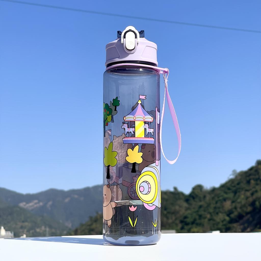 800ML Kids Water Sippy Cup Creative Cartoon Cup with Straws Leakproof Water Bottle Outdoor Portable Children's Plastic Water Cup
