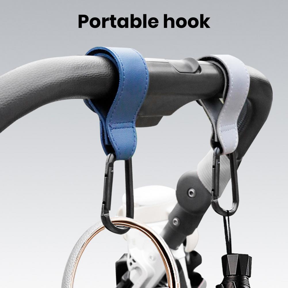 Fastener Tape Hook Durable Stroller Hook Baby Stroller Hook Set with Faux Leather Fastener Tape Diaper Bag Hanger for Prams