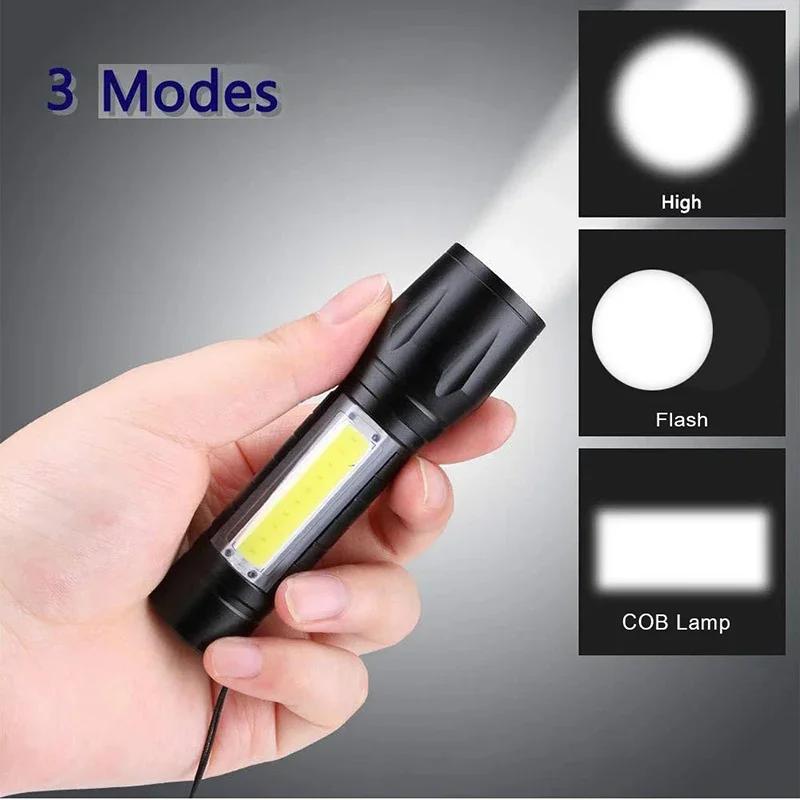 PCS 1357 Mini LED Flashlight COBXPE Portable Torch Camping Lantern Zoomable Focus Light Tactical Flashlight with Pen Clip