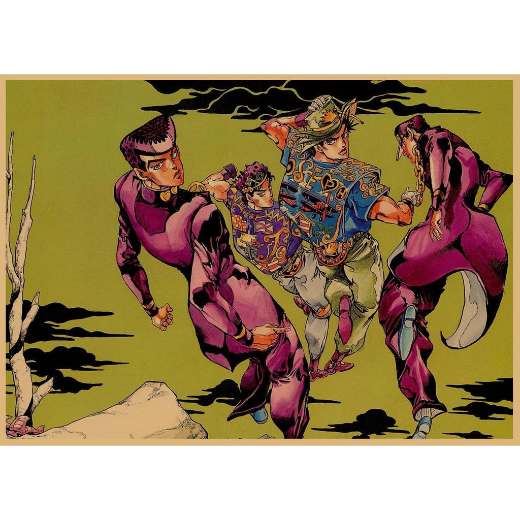 JoJo's Bizarre Adventure Retro Kraftpapier Poster - Japanische Anime Dekoration für Bar, Restaurant oder Café.