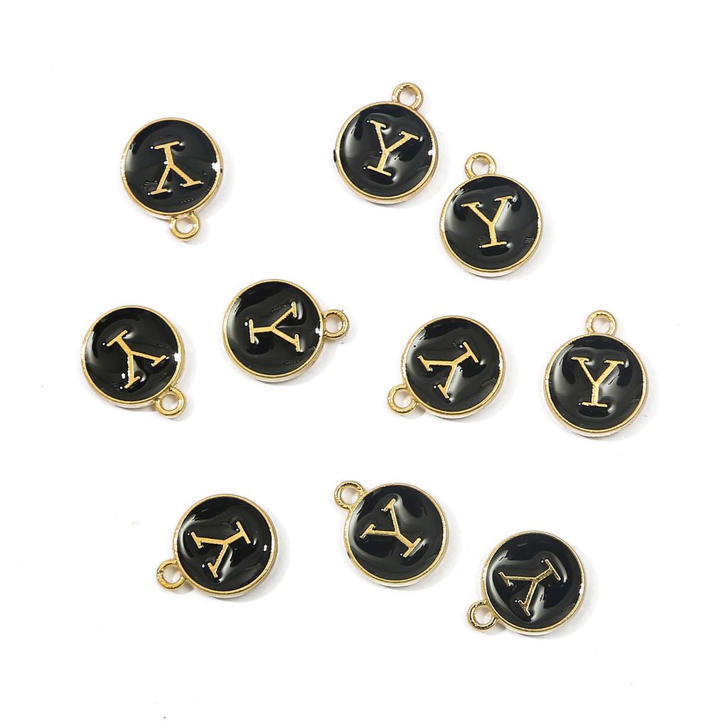 10Pcs Metal Enamel English Letters Charms Pendant For DIY Jewelry Making Necklace Bracelet Accessories