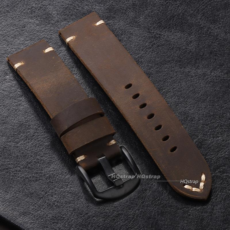 Cinturino Orologio in Pelle di Mucca Fatto a Mano per Panerai PAM111 441 Cinturino in Pelle Marrone Braccialetto Morbido da Uomo 22mm 24mm 26mm Cinturino Vintage