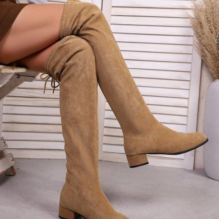 Fashion Women's Boots Fashion Pointed Suede Over-the-knee Boots 2025 Autumn and Winter Anti-slip Wear-resistant Block with Boots
