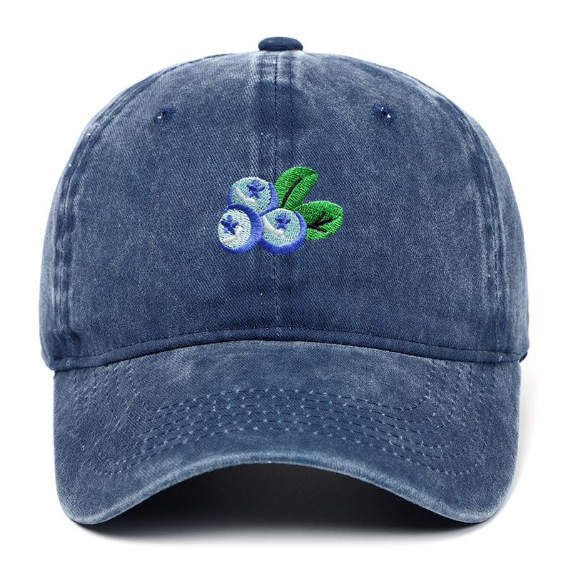 Trendy Unisex Retro Duckbill Cap with Blueberry Embroidery