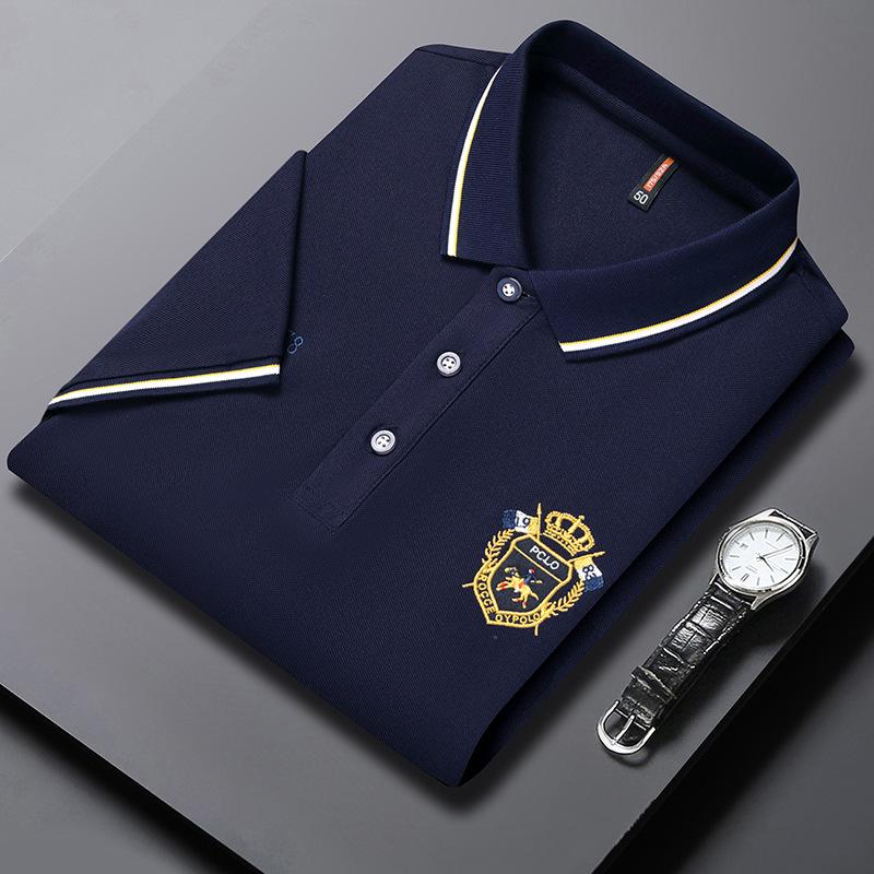 

Мужская популярная рубашка поло с короткими рукавами и вышивкой, мужская летняя свободная повседневная футболка с воротником поло XXXXL