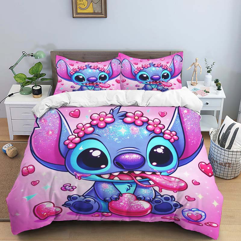 Duvet Cover Stitch Cartoon Kids Bedding Sets Anime Comforter Cover Sets Single Double Children Girls Boys Gifts Bedroom Decor