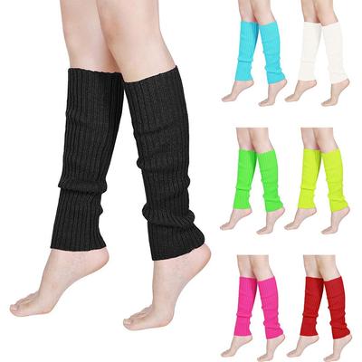 Halloween Costume Neon Ribbed Leg Warmers Y2K Knit Long Socks Lolita Leg Warmer for Women & Girls