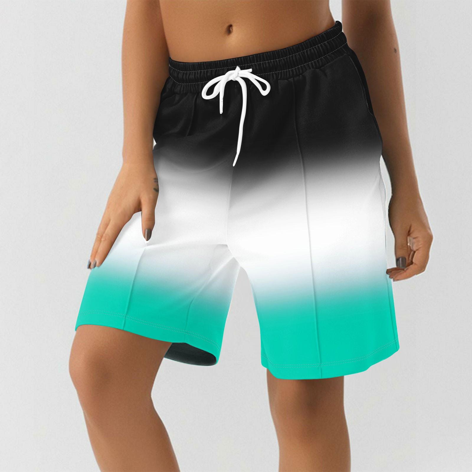 

Шорты для женщин с принтом, мягкие шорты для йоги и бега с карманами S циан