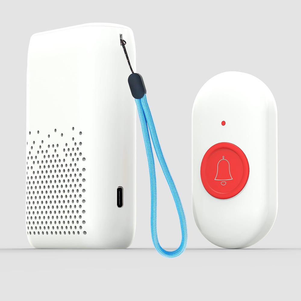 Wireless Emergency Call Button for Elderly - Home Doorbell with Flashing Light & Vibration Alert