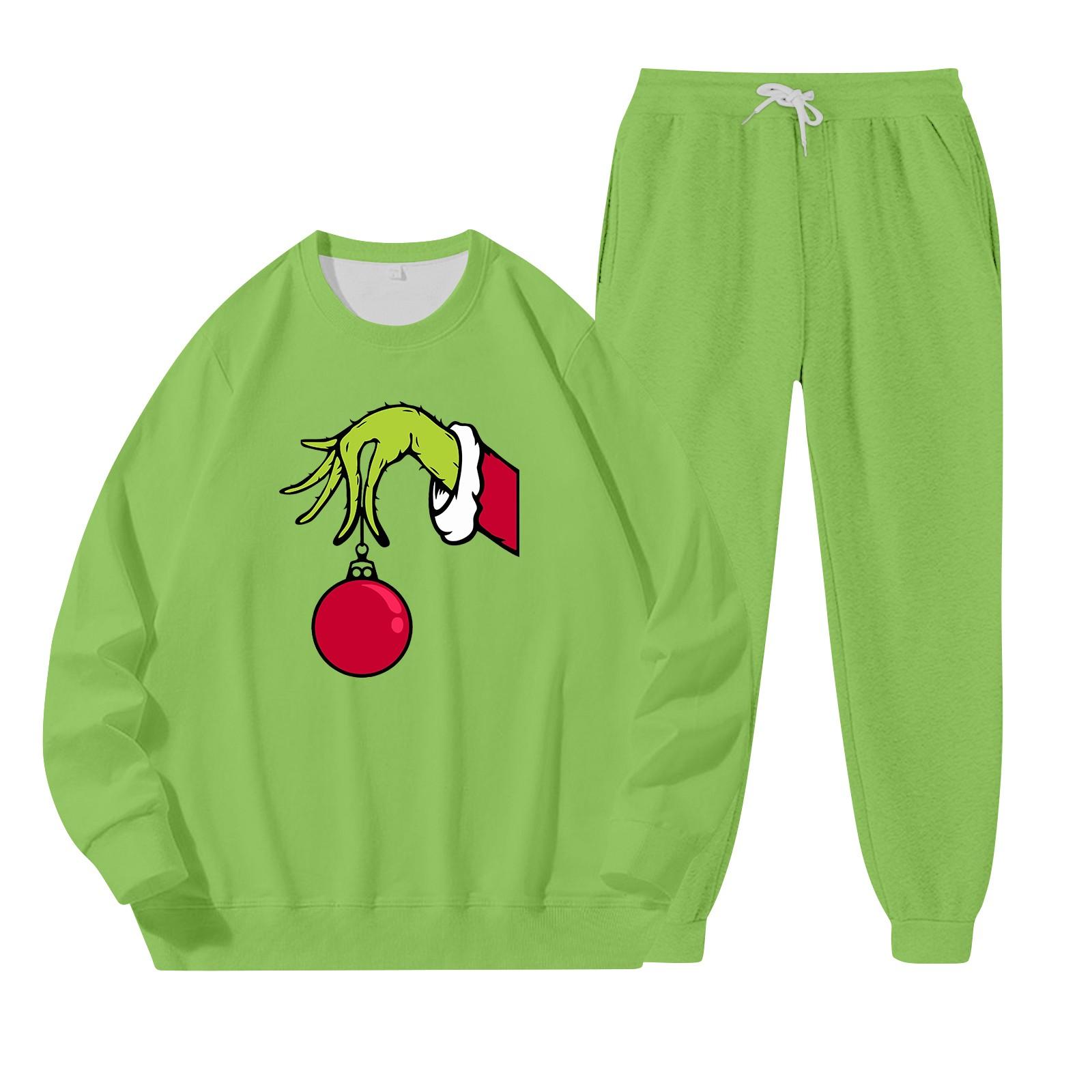 

Женский повседневный модный пуловер с круглым вырезом, свободными рукавами с принтом и свитером с круглым вырезом, комплект из двух предметов XL