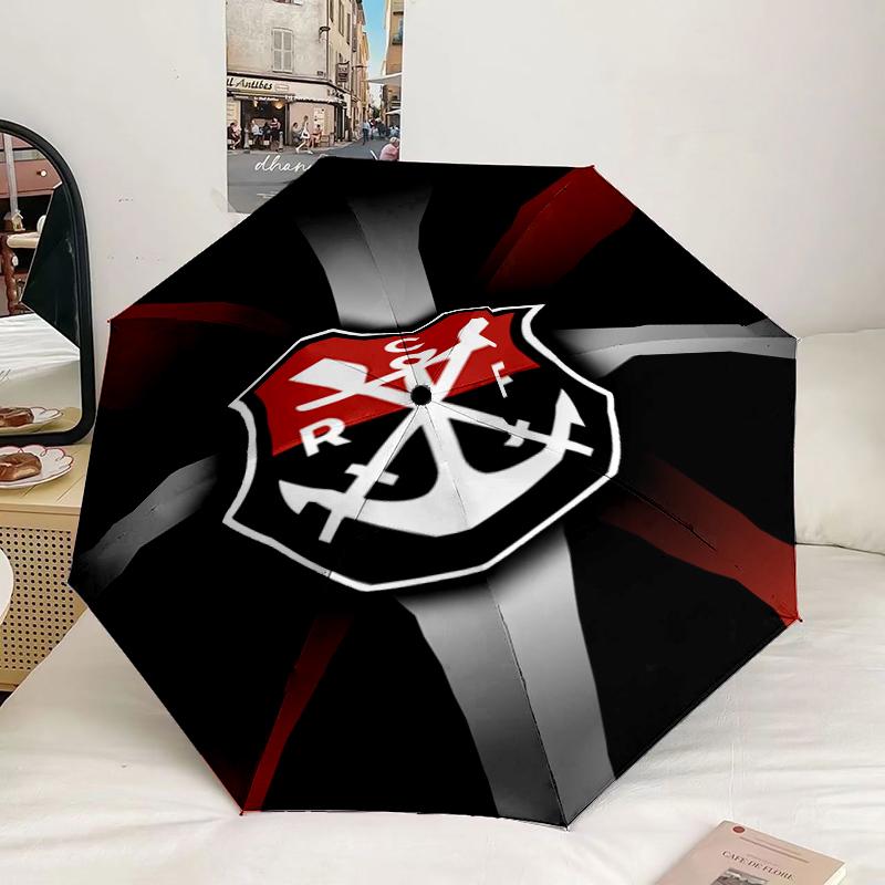 Ombrello con Emblema di Squadra di Calcio a 8 Stecche per Viaggio, Campeggio, Ombrello Leggero Portatile Casual, Essenziale per ogni Famiglia Regalo per le Vacanze