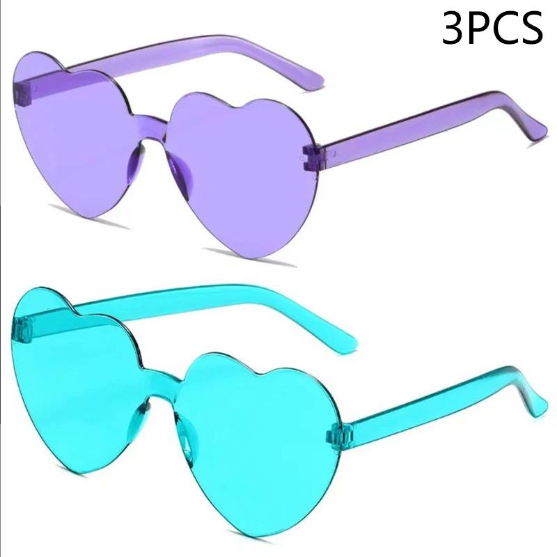 New Love Sunglasses Jelly Color Frameless Heart-shaped Sunglasses Dazzling Color Sunglasses
