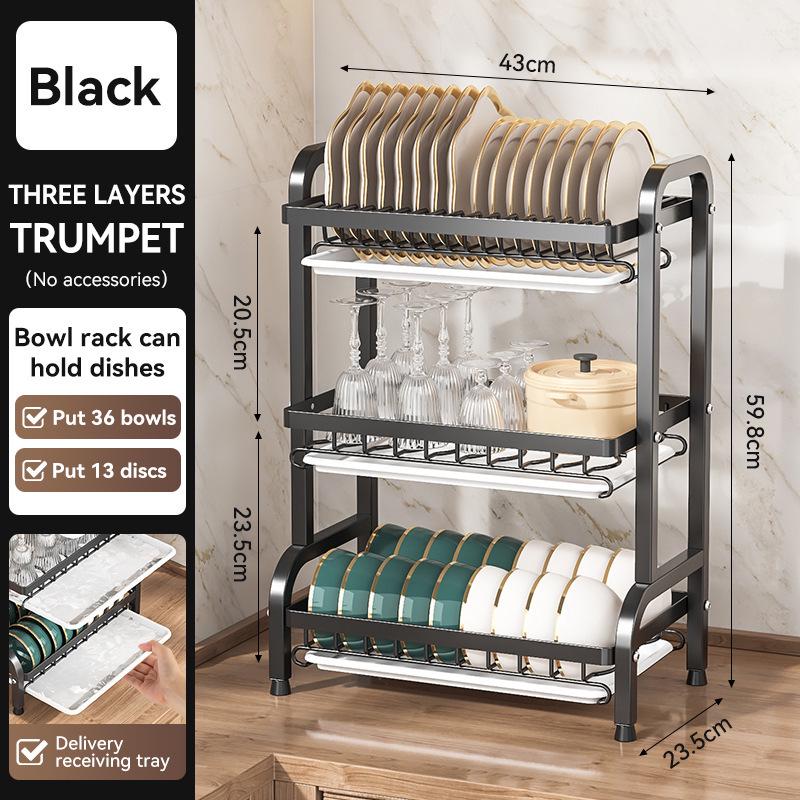 Multifunctional Kitchen Storage Rack for Bowls, Plates, and Chopsticks – Layered Countertop Drainer Organizer.