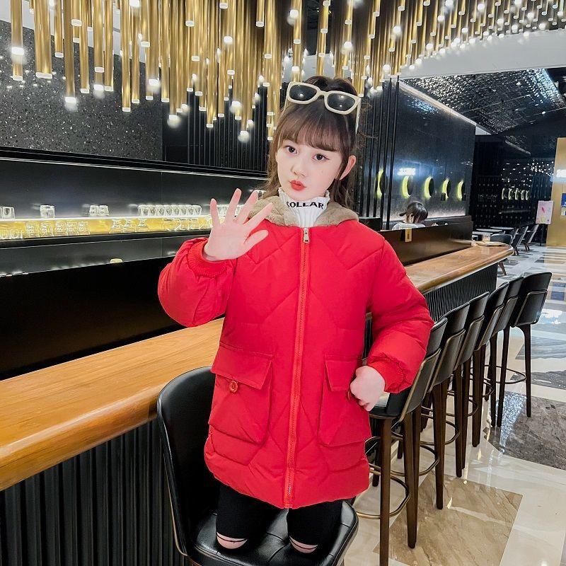 Winter Thicken Girls Jacket Fashion Warm Long Parkas Hooded Outerwear Kids