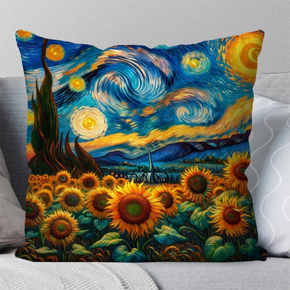 

1pc Sunflower Flower Sea Pillow Case Square Pillow Bedroom Sofa Leisure Comfort Cushion Car Living Room Home Decoration 40X40 16x16Inch