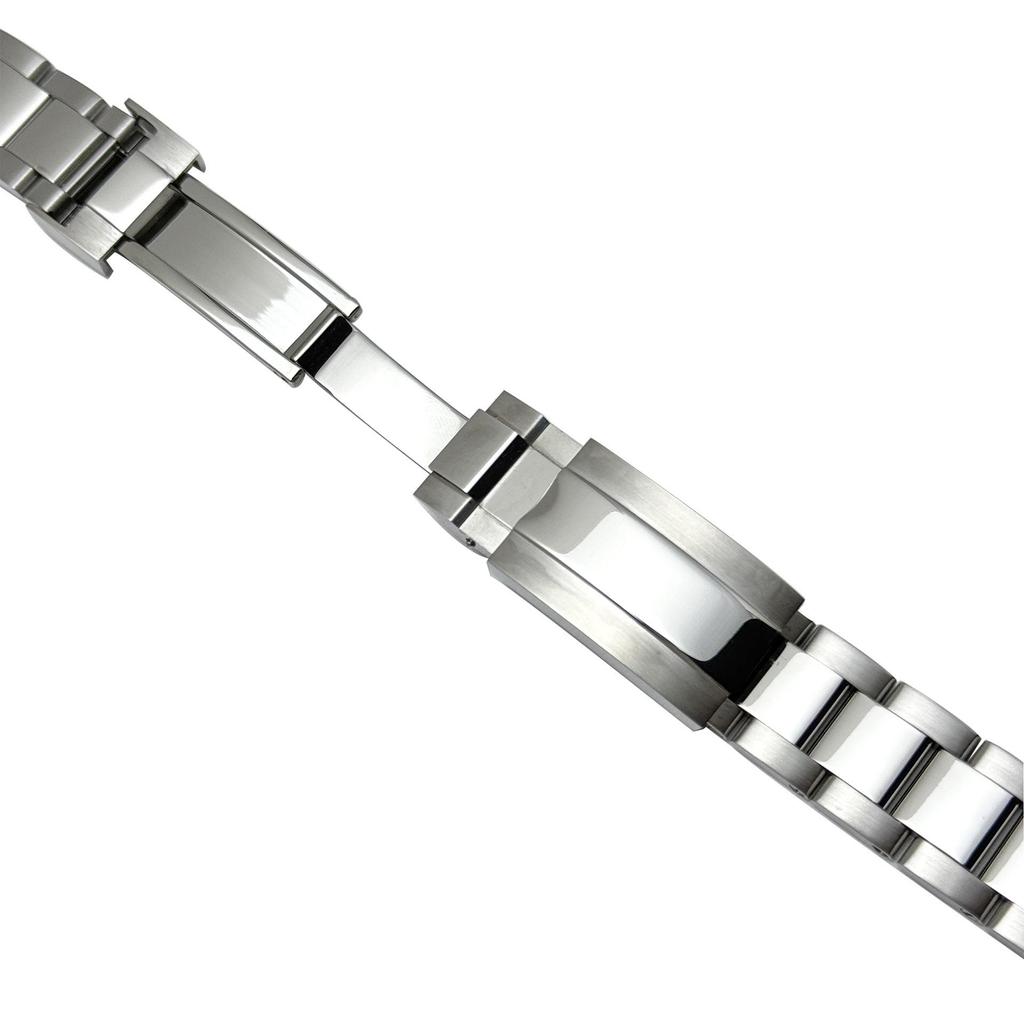 Roestvrij Staal Gebogen Eind Horlogeband, Past op Rolex Submariner Drie-Schakel Serie, 20mm, met Veiligheidssluiting.