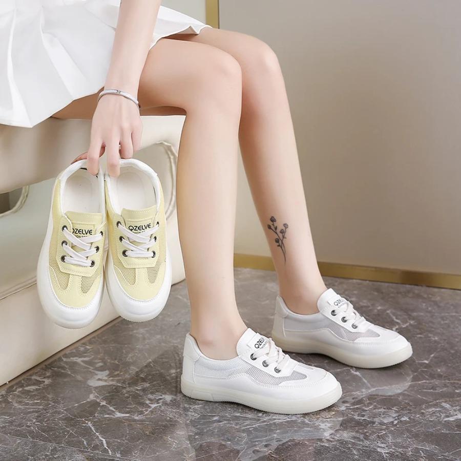 2025 Summer New Trendy Fashion Versatile Comfortable Leisure Breathable Women's Shoes Mesh Hollow White Shoes Zapatos De Mujer