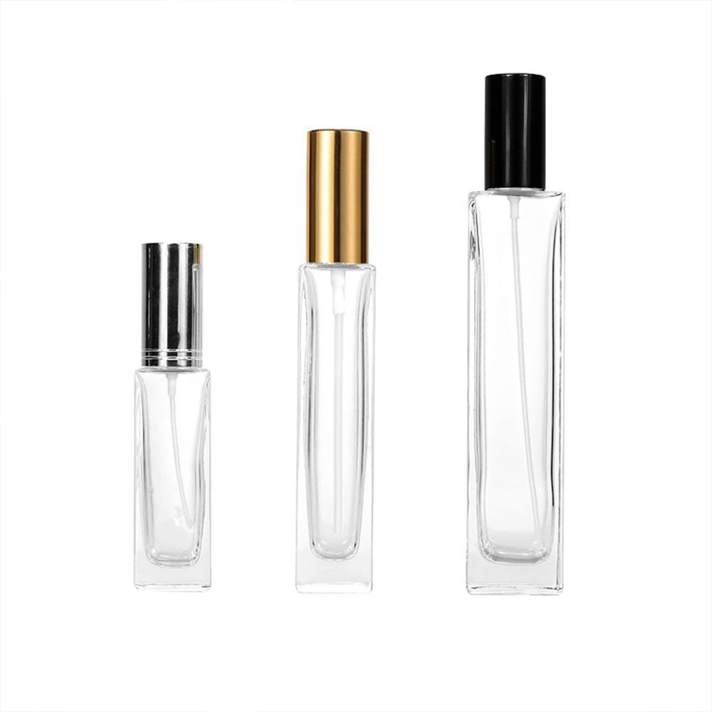 10pcs/20pcs 3ml 5ml 10ml 20ml 30ml 50ml Transparent Glass Spray Bottle Sample Glass Vials Perfume Atomizer Gold Silver Black Cap