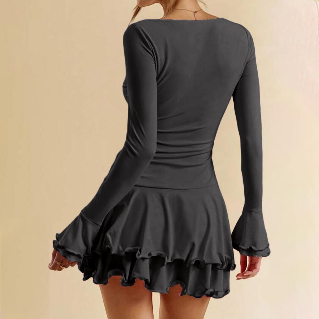 Women Western Cowboy Fitted Long-sleeved Casual Patchwork Dress