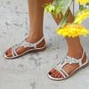 Strass Sandalen Voor Dames Met Elastische Enkelband Boheemse Strand Schoenen Mode Kristal Bloem Casual Open Teen Schoenen